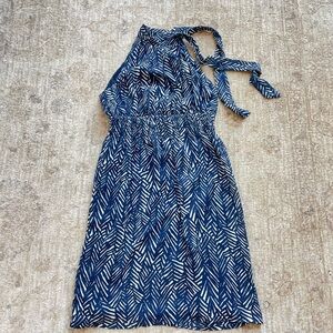 Merona Navy and White Patterned Halter Top